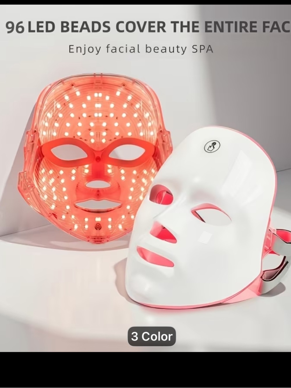 LED Light Therapy Facial Mask - White Pink